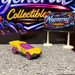 Hot Wheels 2019 McDonalds Yellow Race Car #5 Purple Wheels Mattel Toy